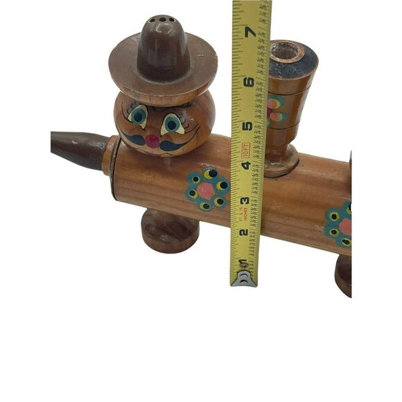 Vtg Mexico Salt & Pepper Shakers Toothpick Holder Rolling Pin Display Colorful - Picture 7 of 9